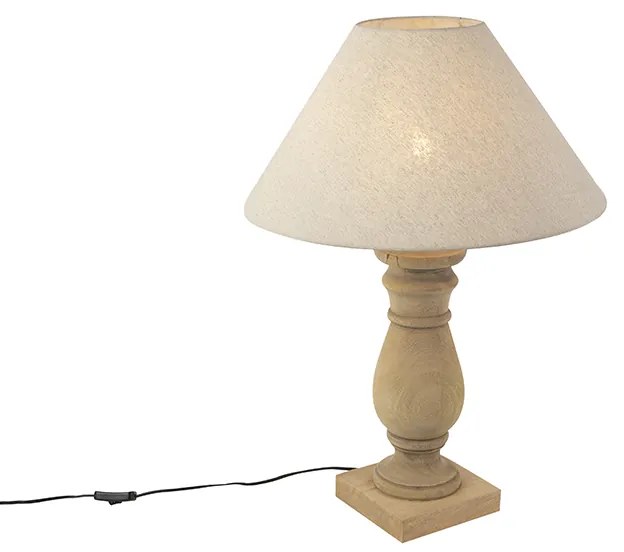 Rusztikus asztali lámpa bézs vászon búrával 50 cm - Catnip