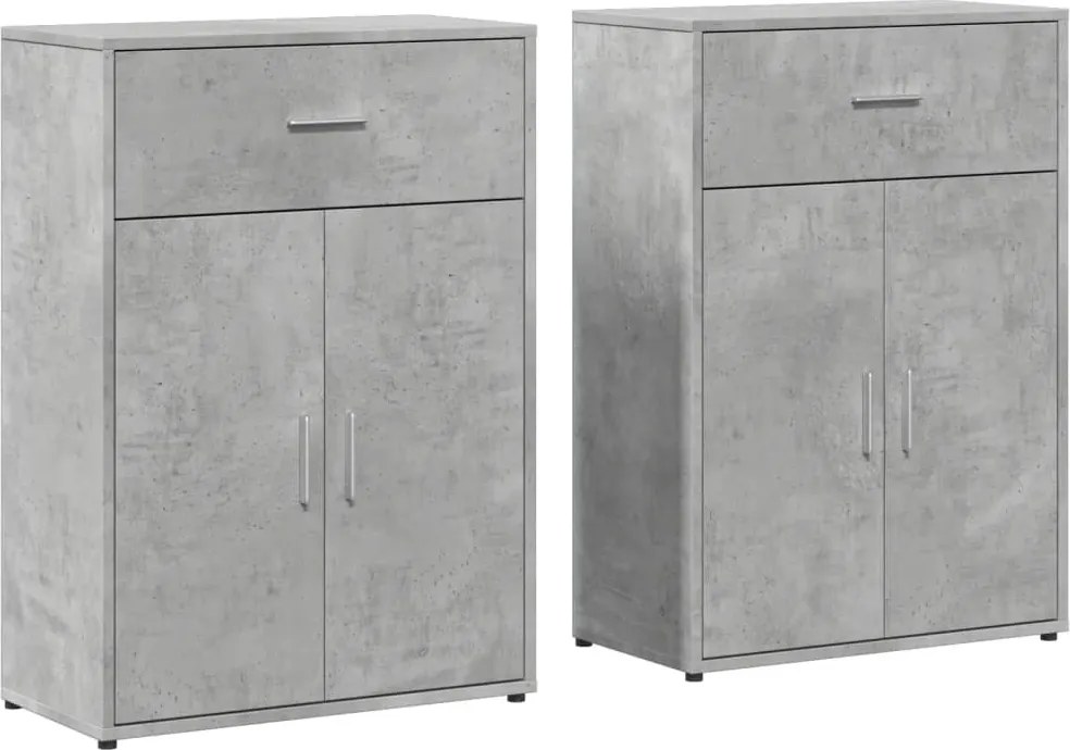 vidaXL 2 db betonszürke szerelt fa tálalószekrény 60 x 30 x 84 cm