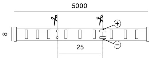 LED szalag 50W 12V 5m 3000K IP65
