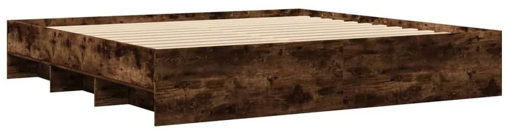 füstös tölgy színű szerelt fa ágykeret matrac nélkül 200x200 cm