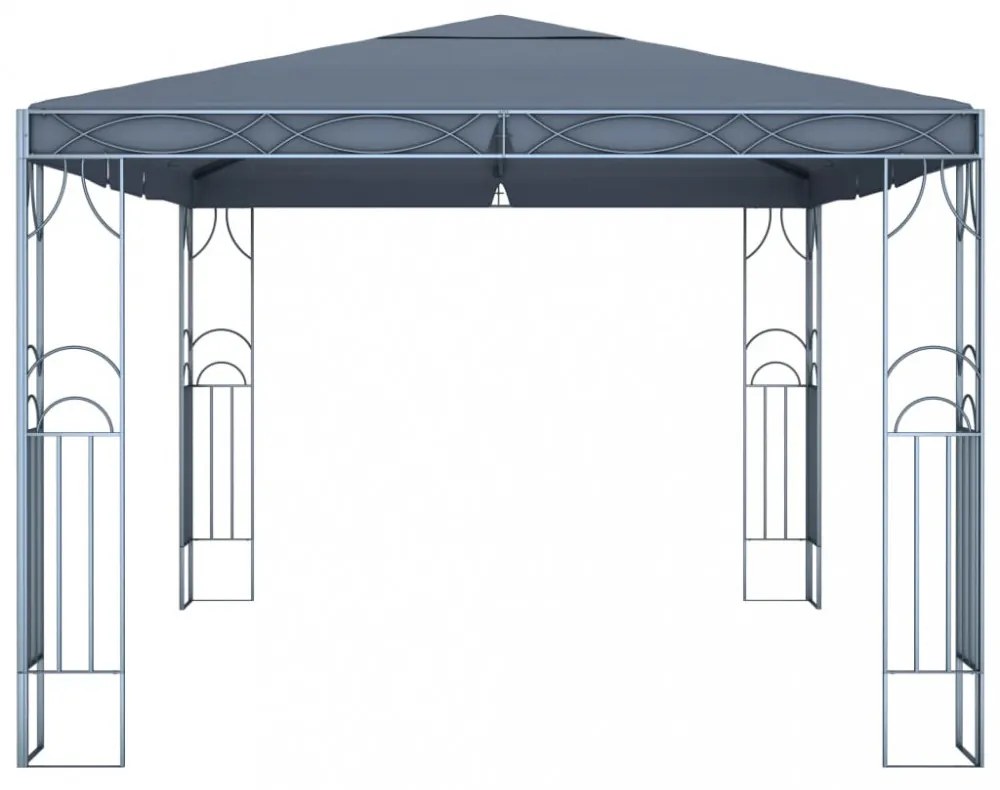 antracitszürke pavilon LED fényfüzérrel 400 x 300 cm
