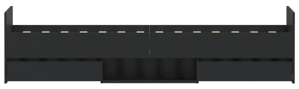 fekete ágykeret fej- és lábtámlával 100 x 200 cm