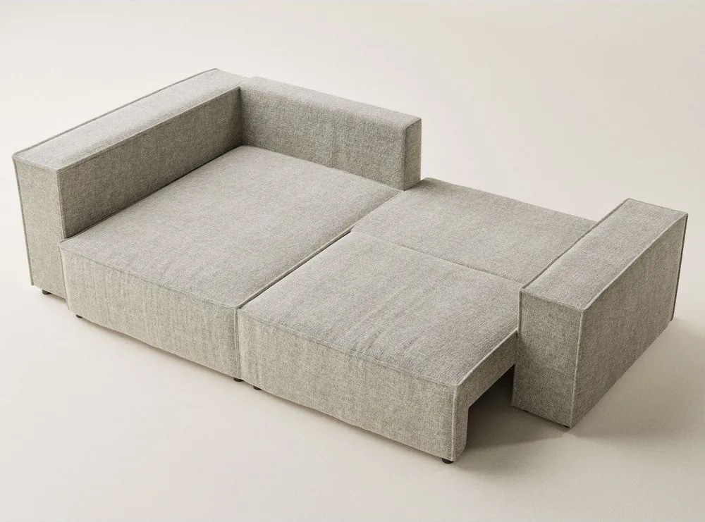 Bézs zsenília kinyitható-tárolóhelyes sarokkanapé (bal oldali-L alakú) Tonga – Maison de Rêve