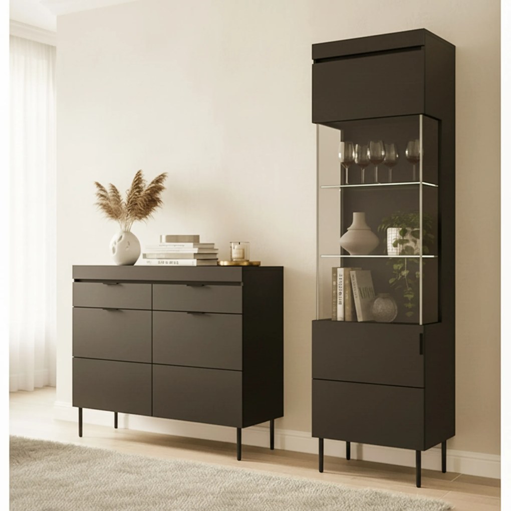 Sentia komód 105 cm, kétajtós két fiókkal - fekete / fekete