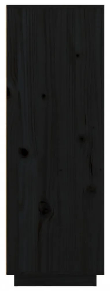 fekete tömör fenyőfa magasszekrény 60x40x116,5 cm