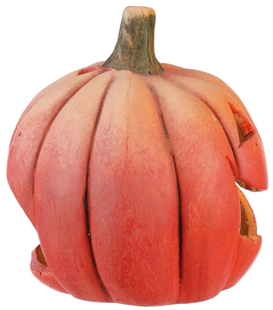 Tök gyertyatartó faragott narancssárga, terrakotta, átmérő 26 cm
