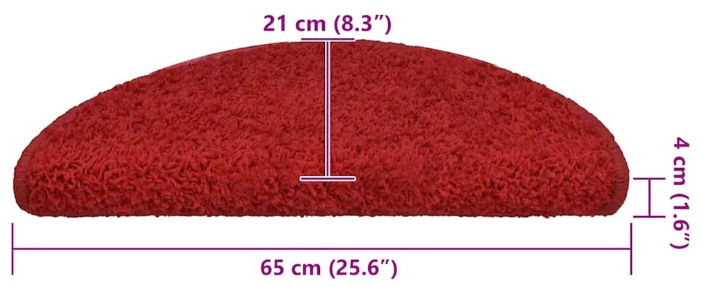 30 db piros, félkör alakú, nagy lépcsőszőnyeg 65 x 21 x 4 cm