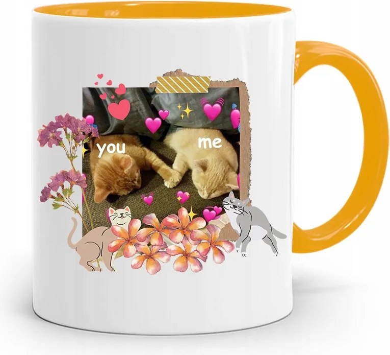 Sárga Bögre Valentin Napra You Me Ajándék fényképes nyomtatással