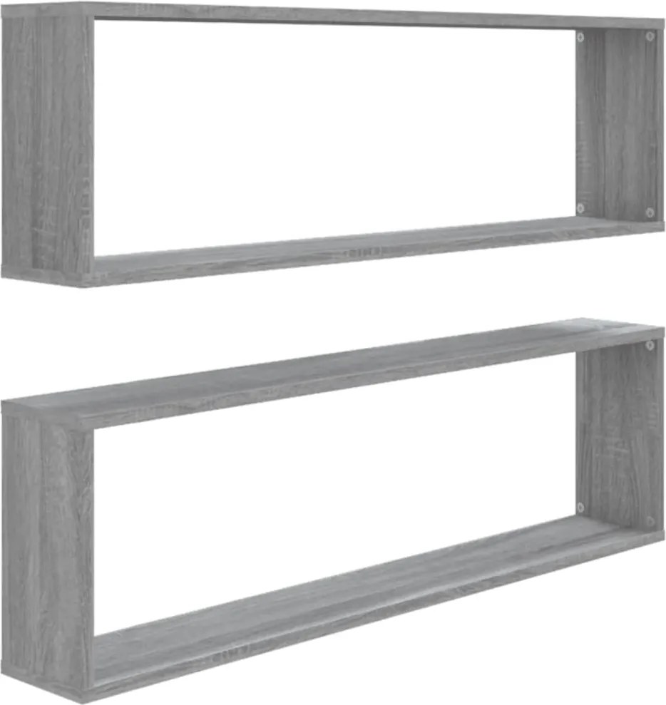 vidaXL 2 db szürke sonoma színű szerelt fa fali kockapolc 100x15x30 cm