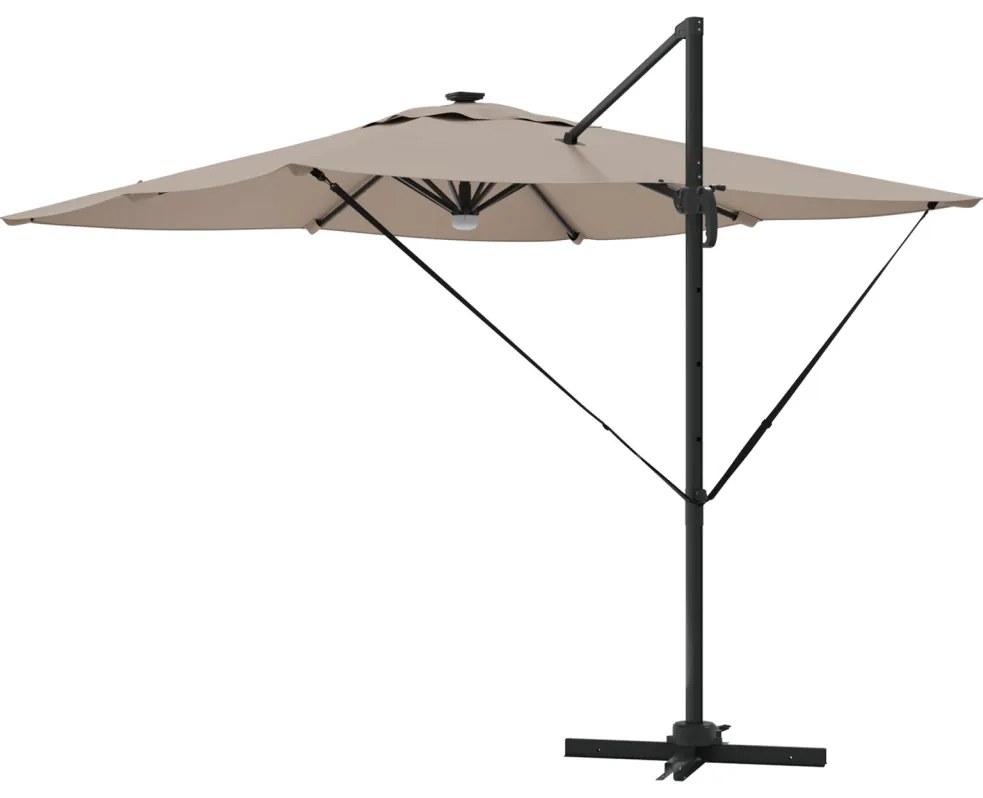 Konzolos Roma Napernyő LED-del Taupe 286x285x270 cm Alumínium