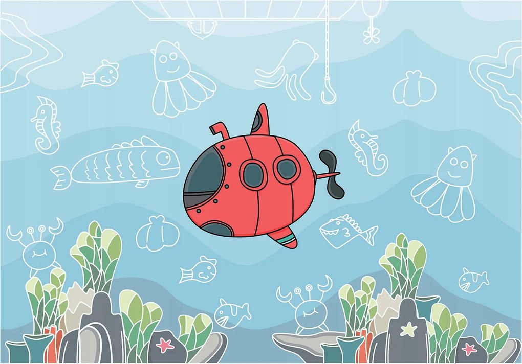 Fotótapéta A halak víz alatti világa tengeralattjáró vinil 368x280 +ragasztó