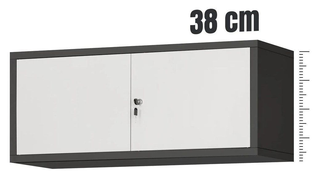 Felsőszekrény iratszekrényre EWA, 900 x 380 x 400 mm, antracit-fehér
