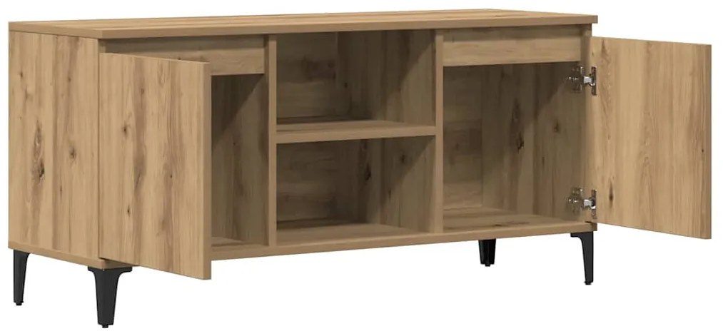 kézműves tölgy színű szerelt fa TV-szekrény 102x35x50 cm