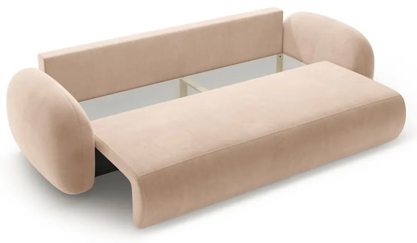 Bézs bársony kinyitható-tárolóhelyes kanapé 262 cm Tonale – Cosmopolitan Design