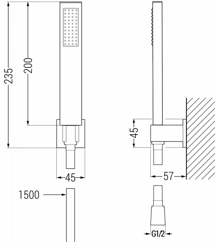 Mexen tartozékok - 1 pontos kézizuhany készlet R-02, arany, 785005050-50