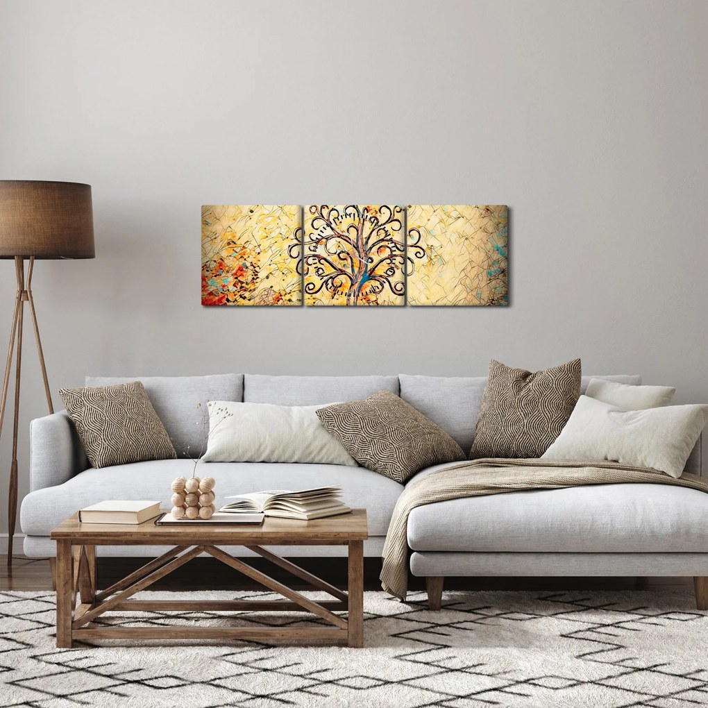 Kép - Mozaik életfa (órával) (90x30 cm)