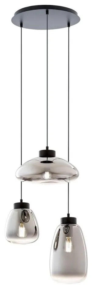 Redo 01-3197 - Csillár zsinóron LUKE 3xE27/42W/230V átm. 46 cm fekete