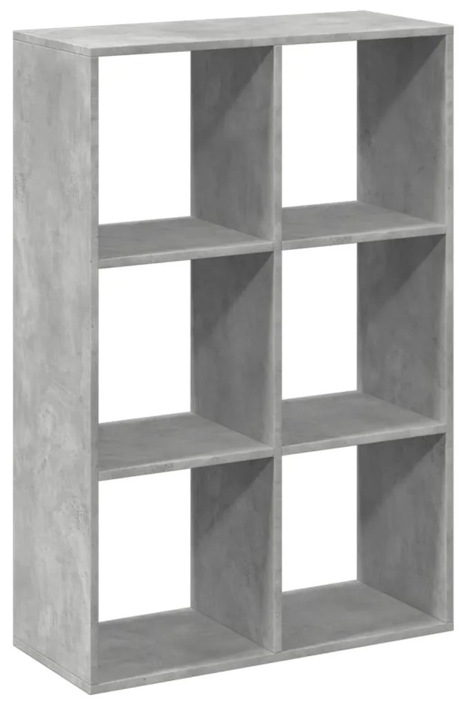 betonszürke szerelt fa elválasztó könyvespolc 69,5x29x103,5 cm