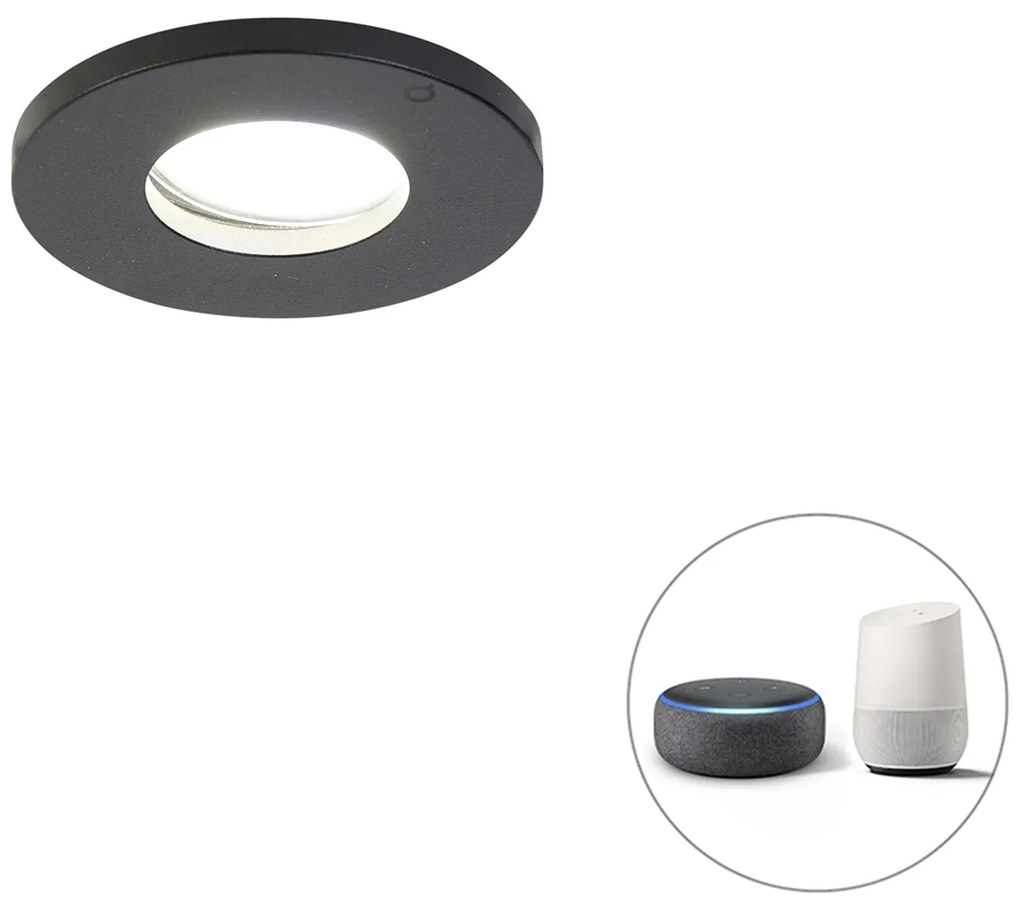 Okos fürdőszoba beépíthető reflektor fekete, Wifi-vel, GU10 - Shed