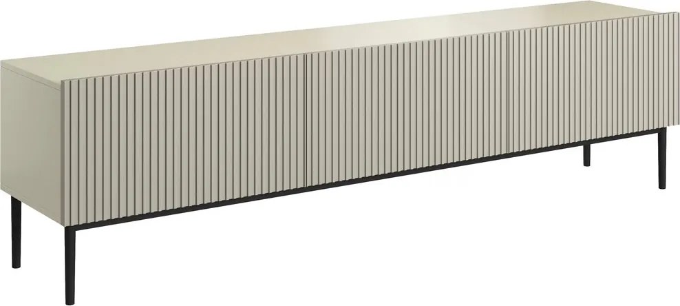 Nicole RTV szekrény 200 cm fiókkal, fémlábakon - kasmír / fekete lábak