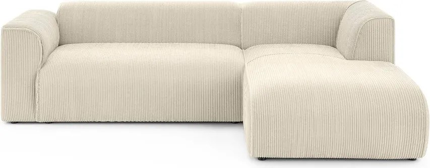 Bézs kordbársony sarokkanapé (jobb oldali-heverő résszel) Merid – Ropez