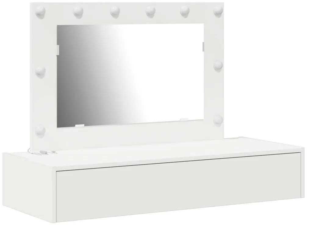 vidaXL Öltözködőasztal tükör lámpákkal Fehér 100 x 40 x 70 cm Faanyag
