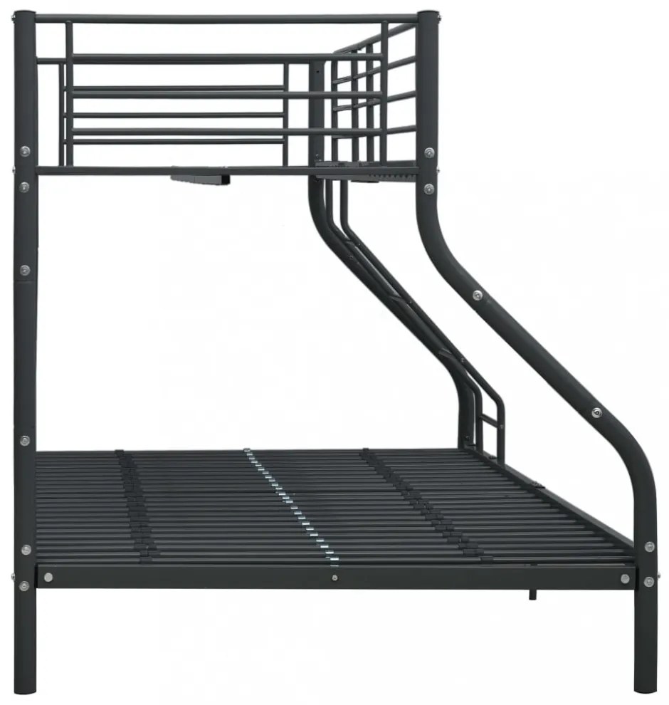 fekete fém emeleteságy-keret 140 x 200 cm / 90 x 200 cm