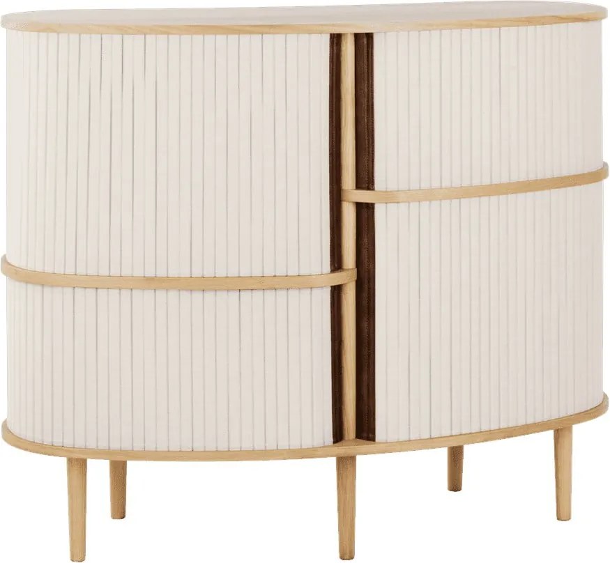 Bézs-natúr színű szekrény tolóajtóval, tölgyfa dekorral 120x100x50 cm Audacious – UMAGE