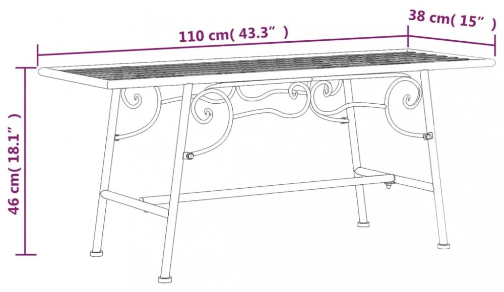 fekete acél fa körüli pad 110 cm