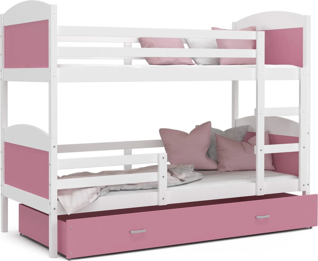 GL MÁTYÁS emeletes ágy - rózsaszín Méret: 190x80