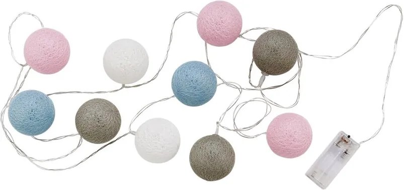 LES BELLES dekor égősor kék-szürke-rózsaszín, 10 égő