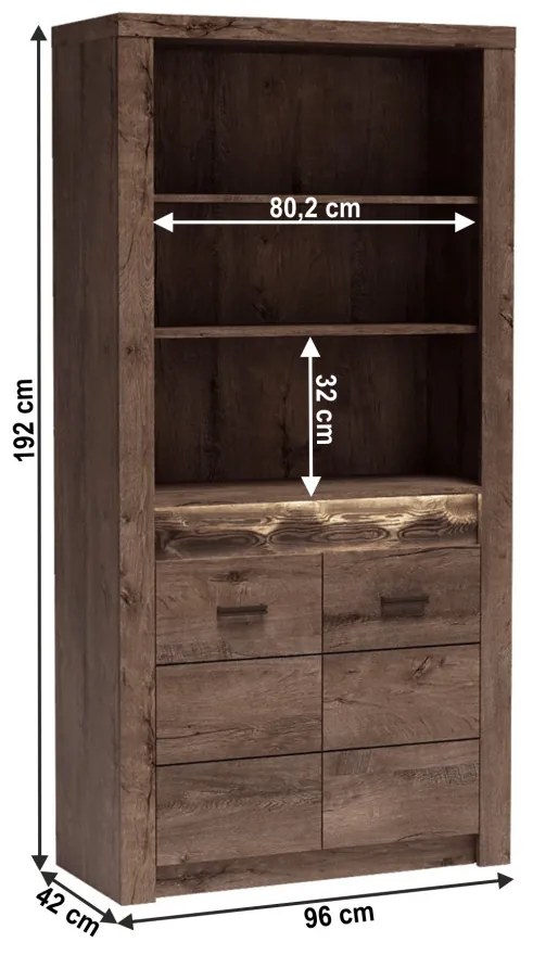 Könyvespolc, kőris sötét, INFINITY I-05