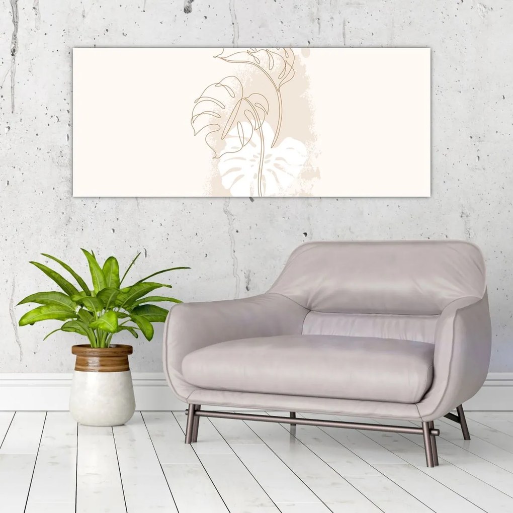 Kép - Line art monstera N⁰1 (120x50 cm)