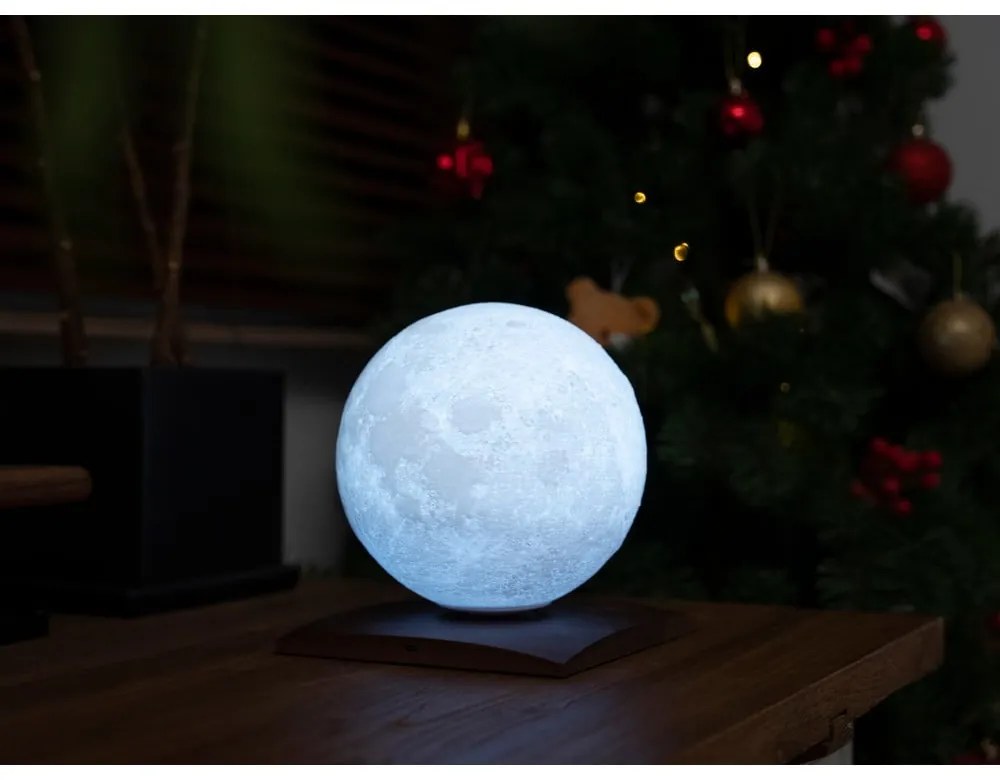 Sötétbarna diófa LED asztali lámpa (magasság 19,5 cm) Smart LunaSpin – Gingko