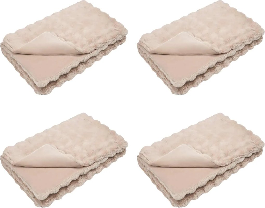 vidaXL Csúszásgátló műszőrme takaró Olite 4 pcs Bézs 130 x 150 cm