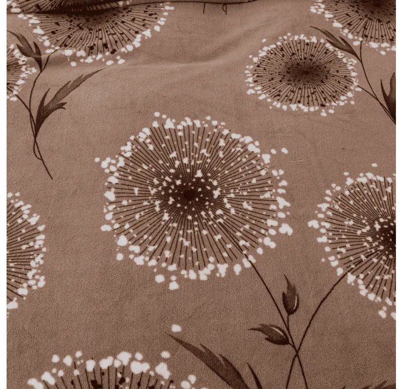 Mikroplüss ágyneműhuzat készlet PAMPELINO világosbarna + mikroplüss lepedő SOFT 90x200 cm fehér, egyszemélyes