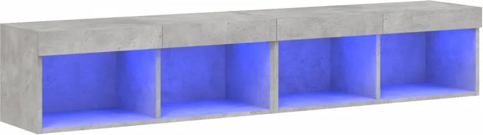 vidaXL 2 db betonszürke TV-szekrény LED-világítással 80x30x30 cm