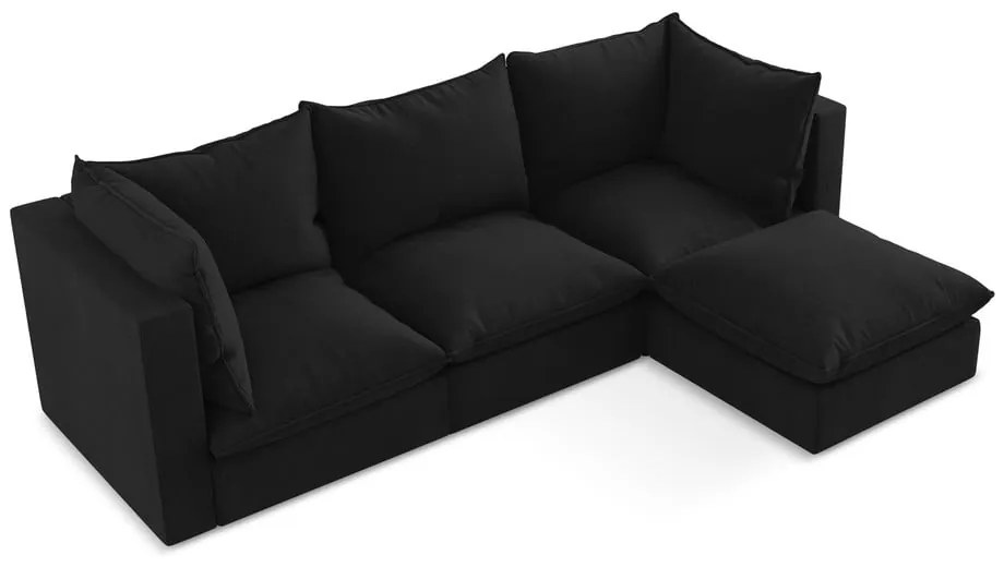 Fekete sarokkanapé (jobb oldali-heverő résszel) Manao – Makamii