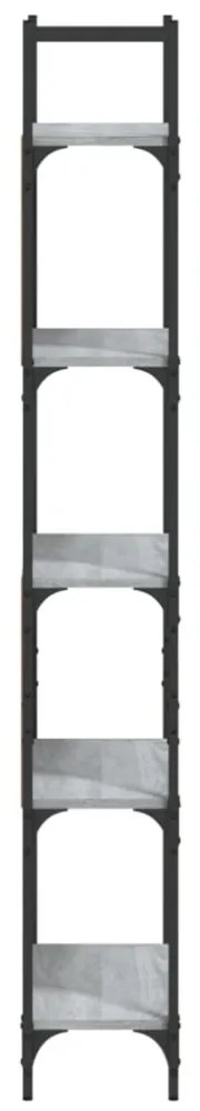 5 szintes szürke sonoma szerelt fa könyvespolc 60,5x24x166,5 cm