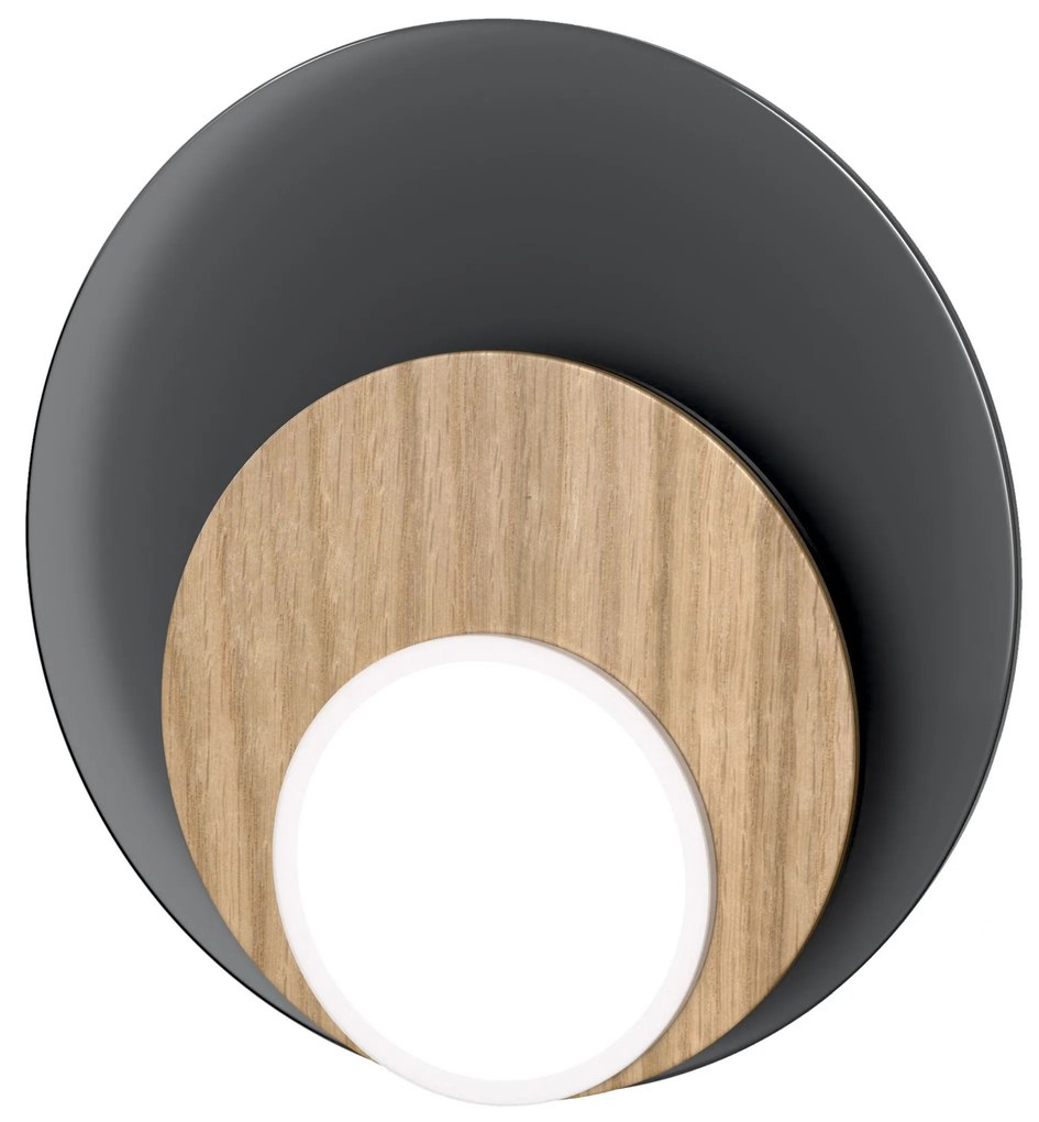 Mennyezeti / fali lámpa DOT 06, többféle változat - TUNTO Modell: fekete keret és borító, zöld üveglap / tölgy rétegelt lemez