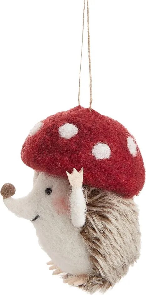 HANG ON filc karácsonyfadísz, sün piros gombával 10 cm