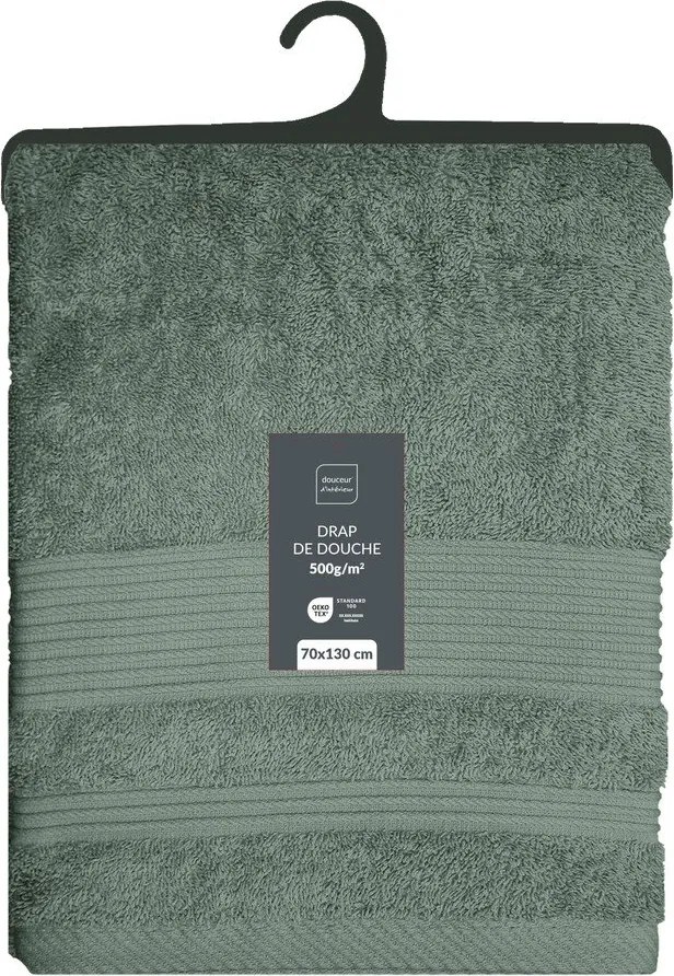 Zsályaszínű frottír pamut fürdőlepedő 70x130 cm Tendresse – douceur d'intérieur