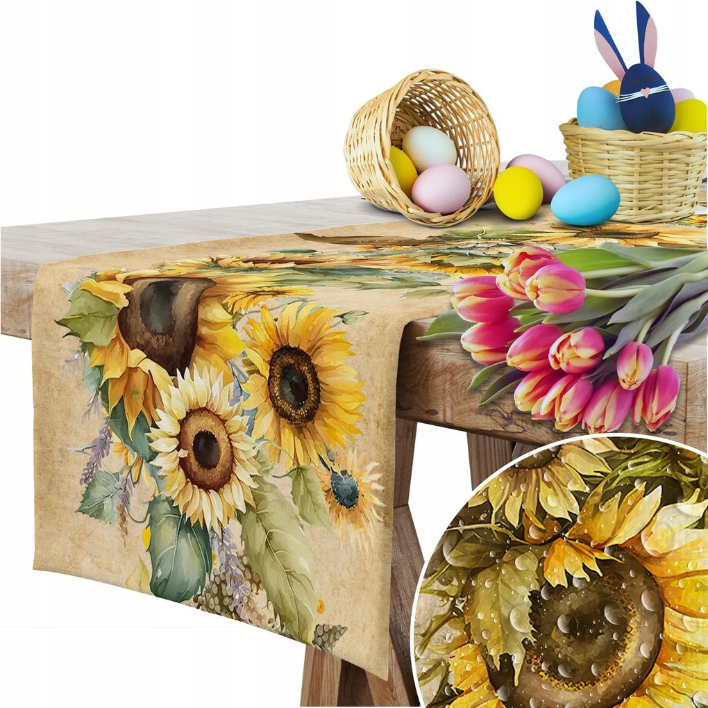 Futópad Abrosz Tavaszi Sima Matt 40X220 CM Asztalra Napraforgó Mintás 386