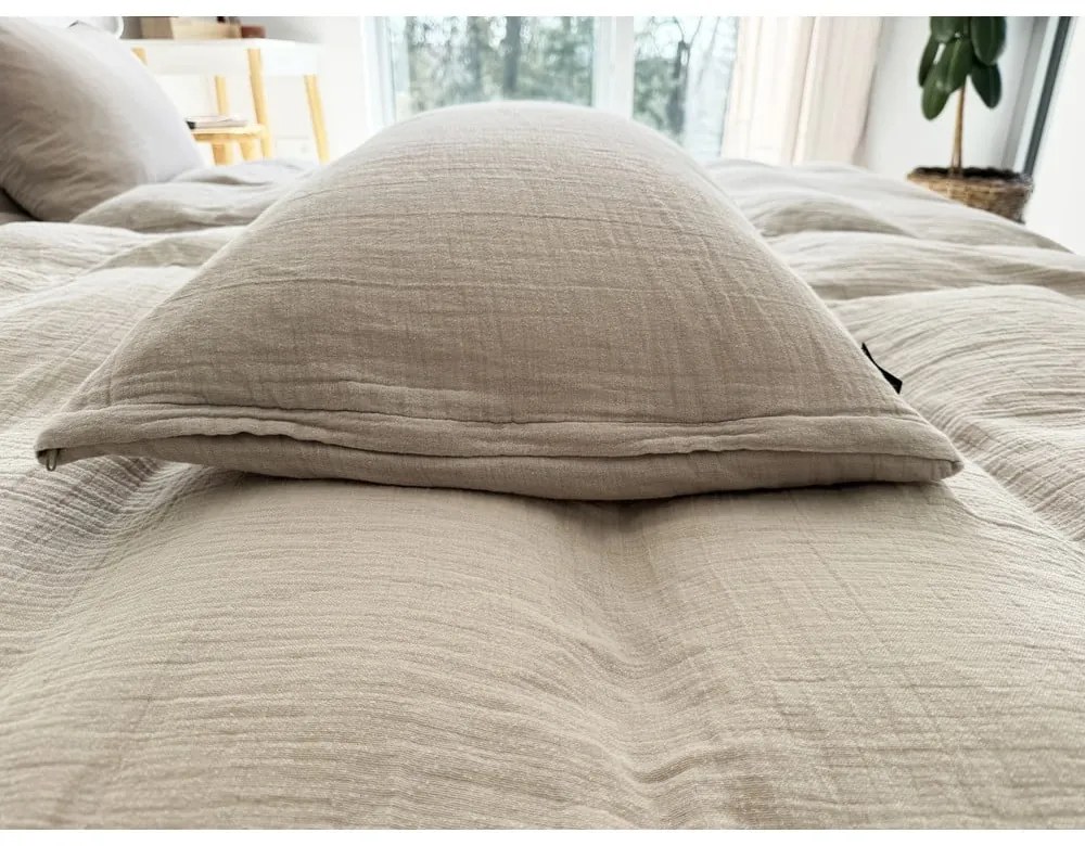 Bézs kétszemélyes muszlin ágyneműhuzat 200x200 cm Plain Muslin – Butter Kings
