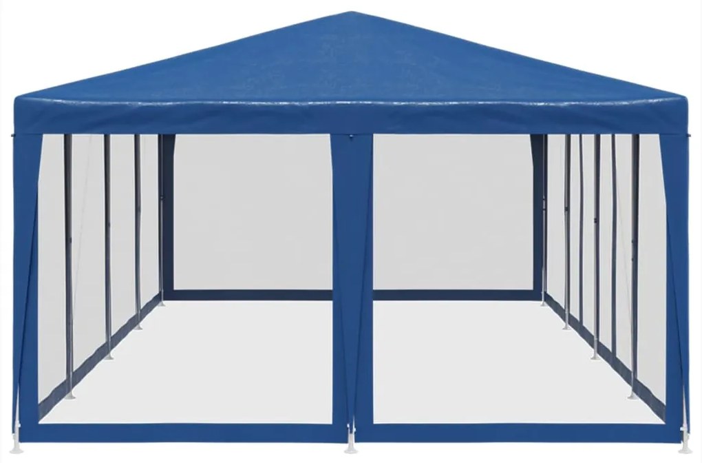 kék HDPE rendezvénysátor 12 hálós oldalfallal 8 x 4 m