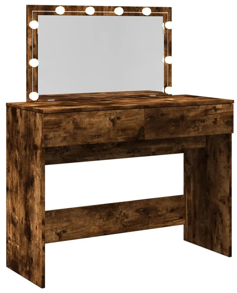 füstös tölgy színű fésülködőasztal LED-del 100 x 40 x 120 cm