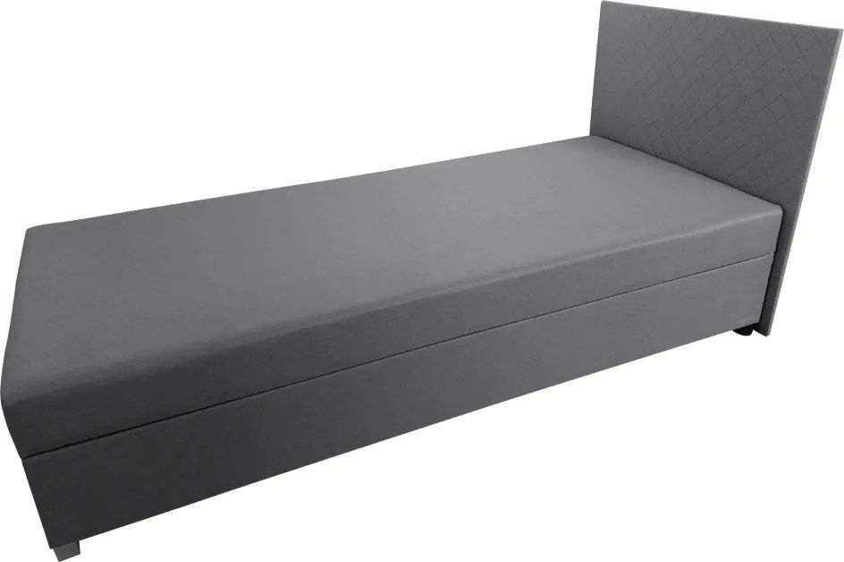 Boxspring ágy, egyszemélyes, szürke, 90x200, univerzális, ADARA