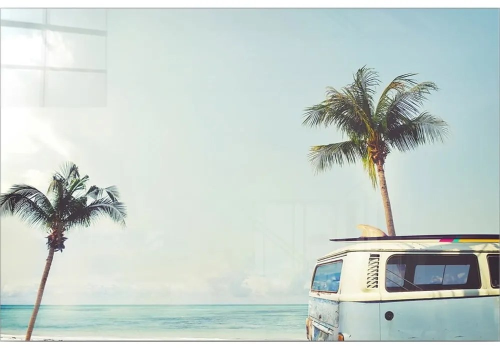 Üveg kép 100x70 cm Surf Van – Wallity