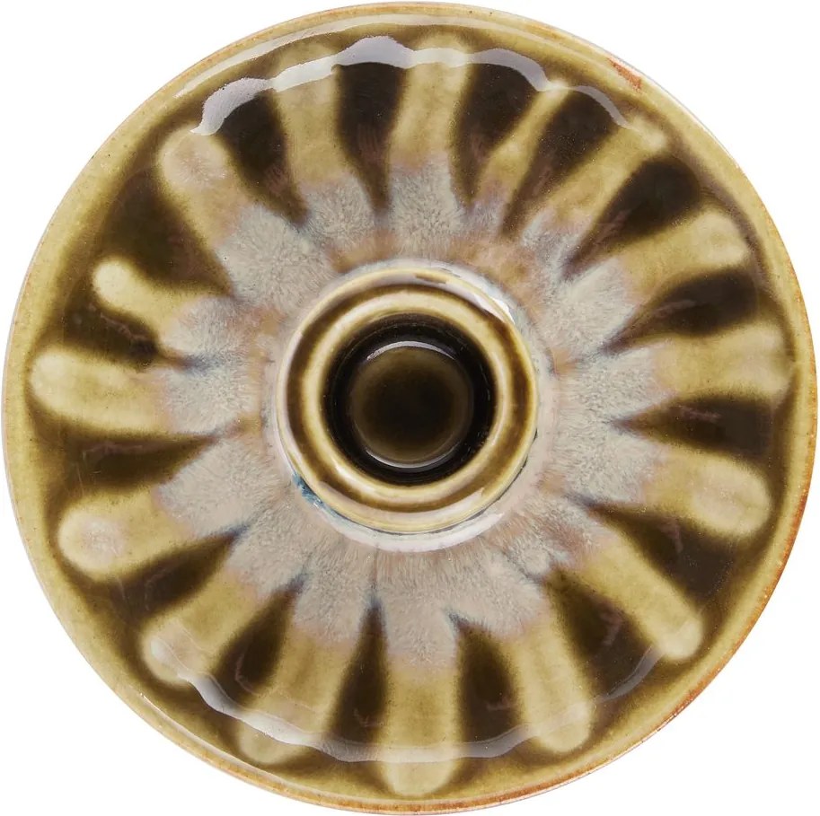 SEVENTIES porcelán gyertyartartó, oliva