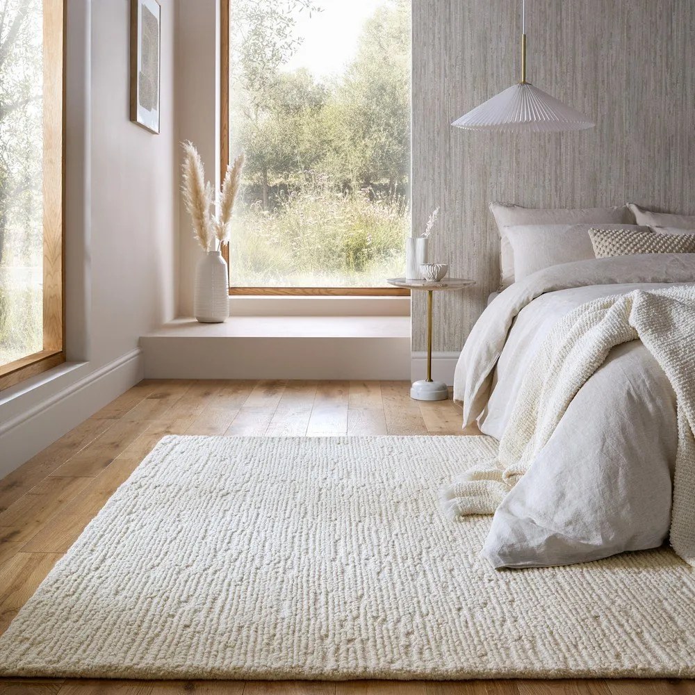 Elefántcsont színű kézi szövésű gyapjú szőnyeg 200x290 cm Harris Boucle – Flair Rugs